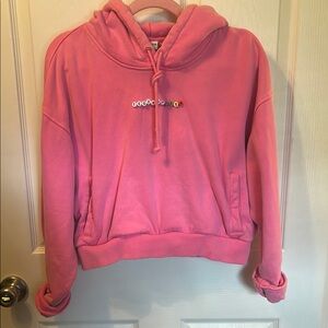 Teddy Fresh Cropped Pink Long Sleeve Hoodie